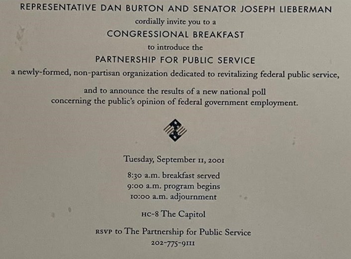 Partnership for Public Service launch invitation.